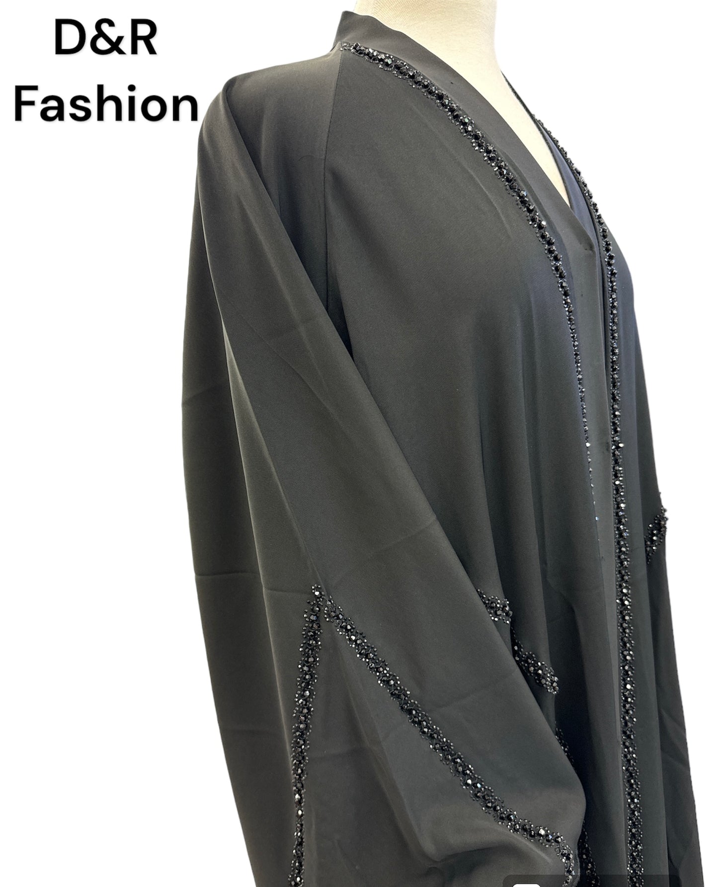 Abaya-Open flowy silky fabric from Dubai, with hand embroidery