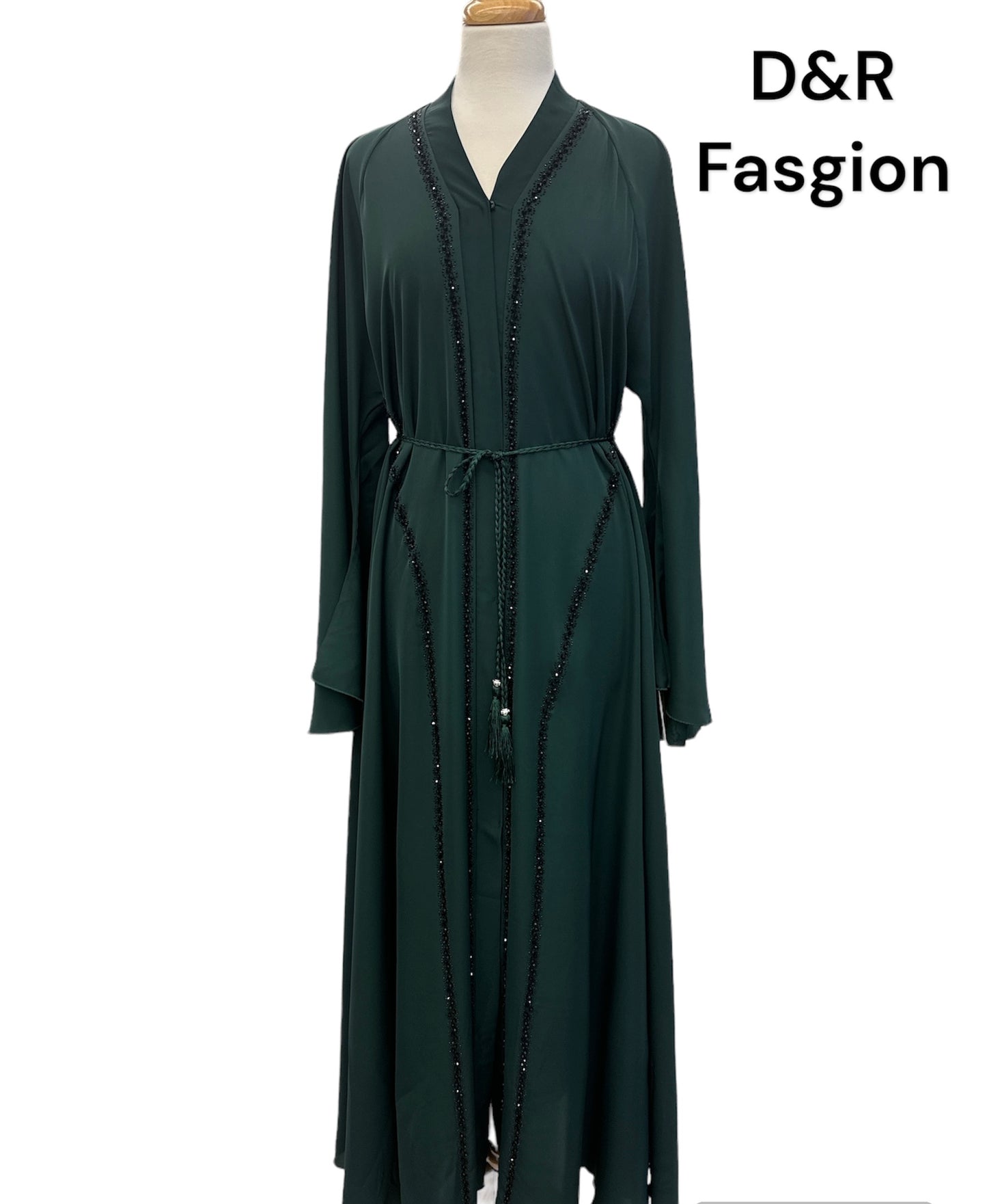 Abaya-Open flowy silky fabric from Dubai, with hand embroidery