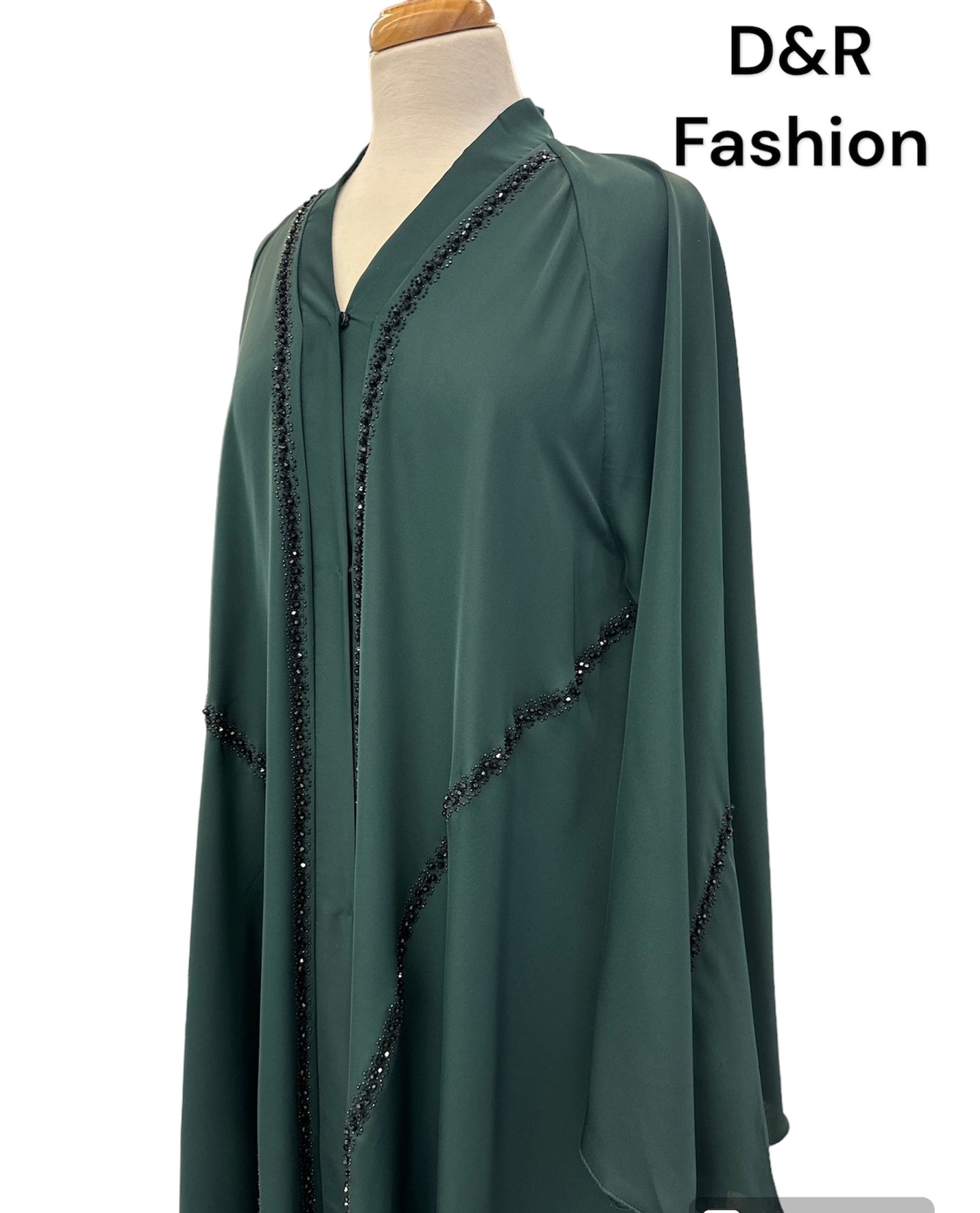 Abaya-Open flowy silky fabric from Dubai, with hand embroidery