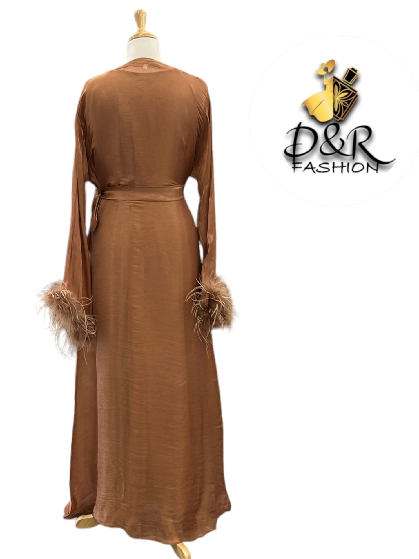 Abaya- Elegant Sheer Shine with Feathered Sleeves Dubai Style Abaya