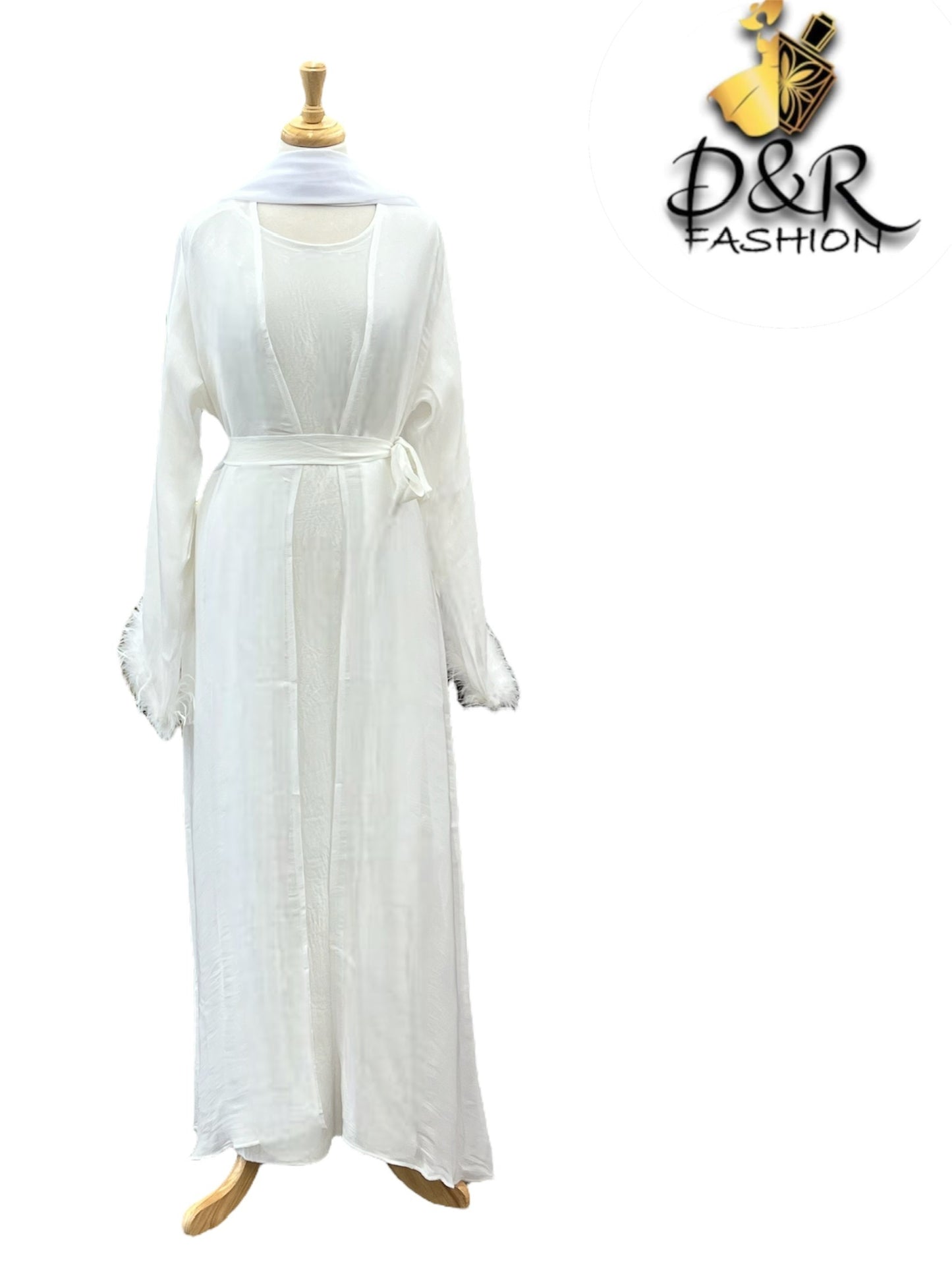 Abaya- Elegant Sheer Shine with Feathered Sleeves Dubai Style Abaya