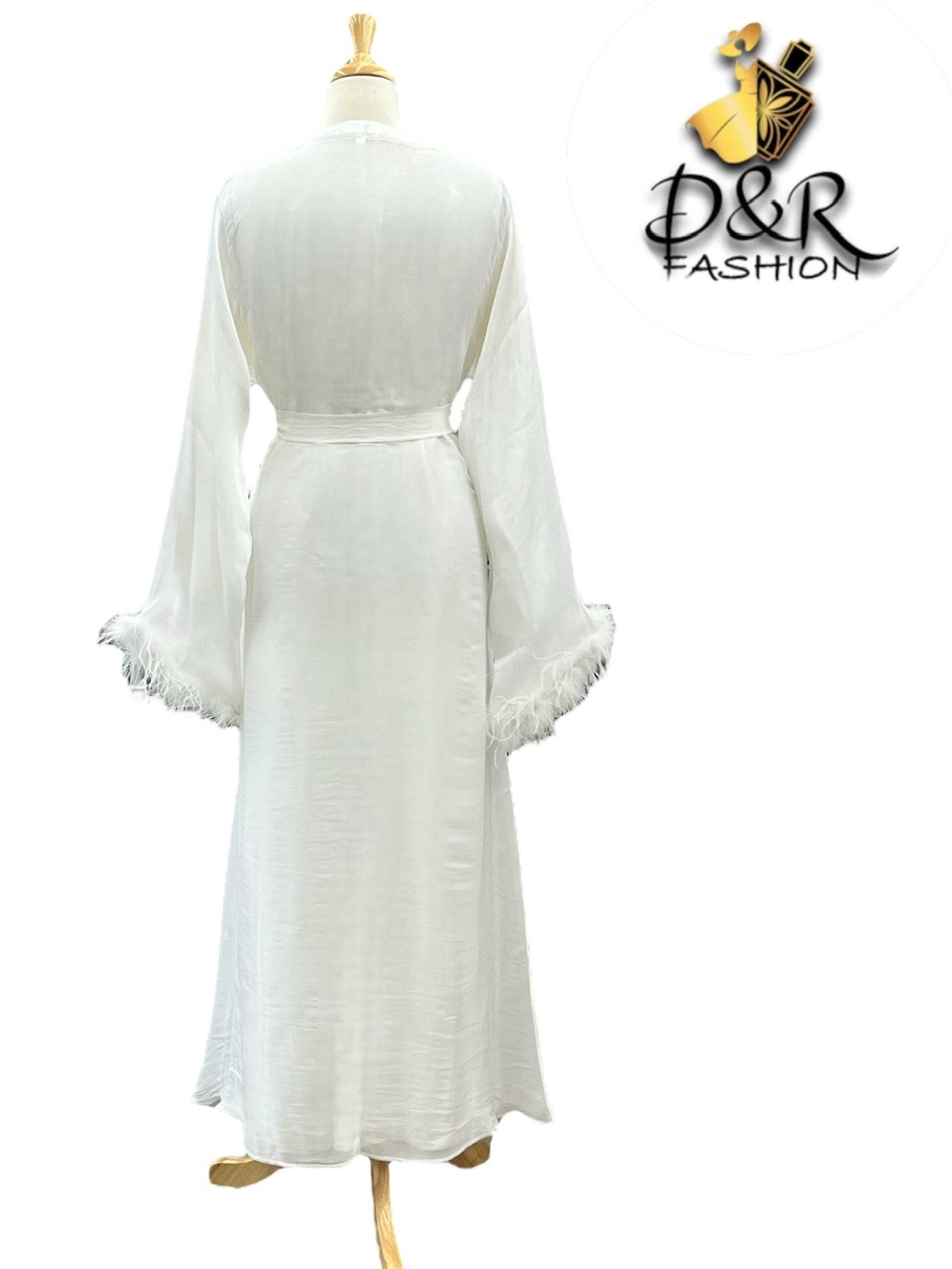Abaya- Elegant Sheer Shine with Feathered Sleeves Dubai Style Abaya