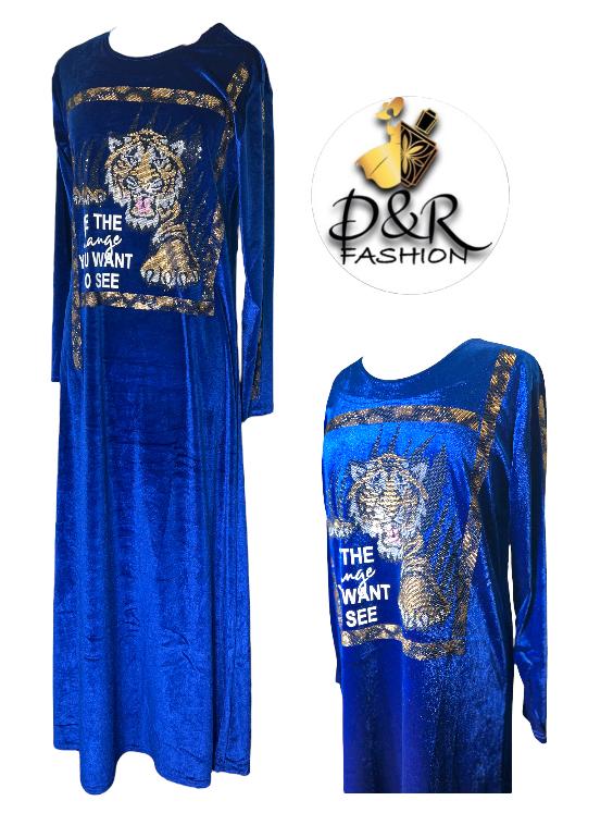 Luxurious Velvet Winter Turkish Jalabiya with Elegant Long Sleeves