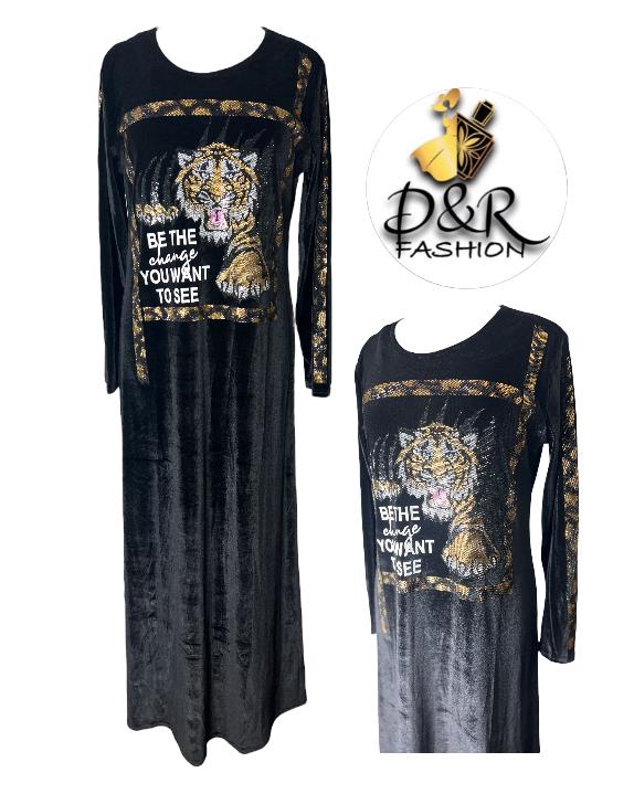 Luxurious Velvet Winter Turkish Jalabiya with Elegant Long Sleeves