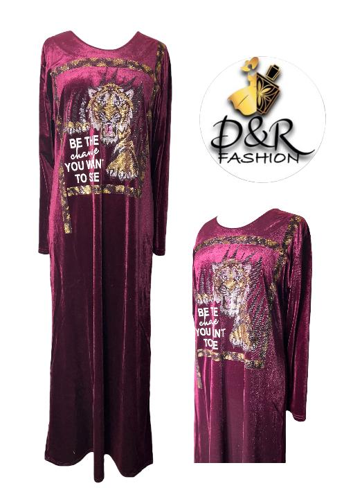 Luxurious Velvet Winter Turkish Jalabiya with Elegant Long Sleeves