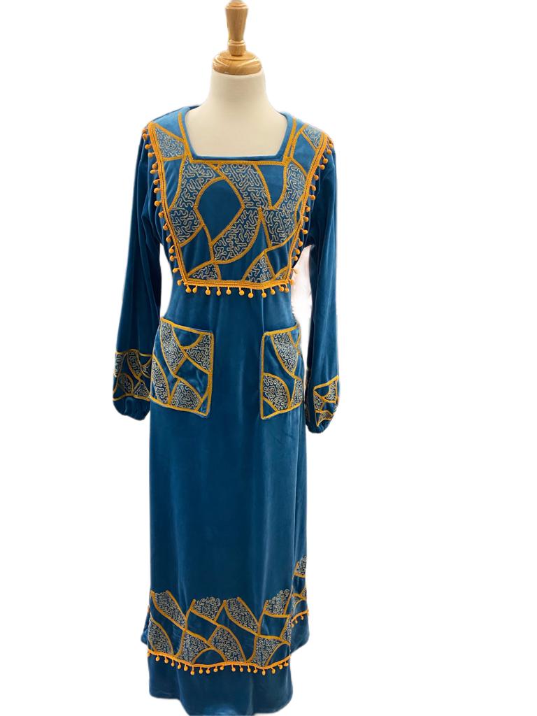 Embroidered Winter Velvet Jalabiya with Intricate Embroidery