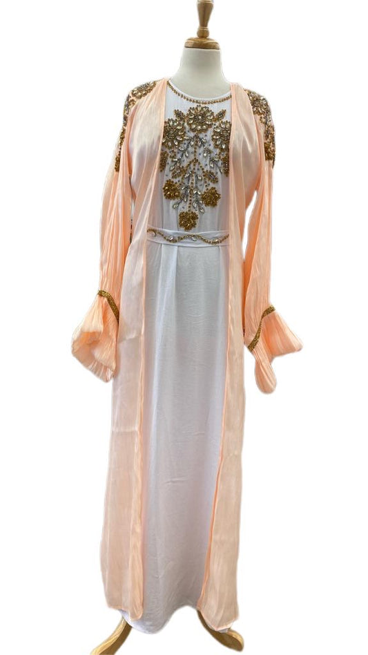 Abaya-Elegant two-piece Dubai abaya embroidered on the front and back