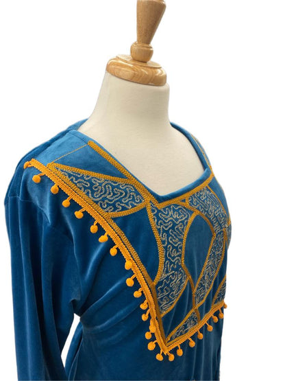 Embroidered Winter Velvet Jalabiya with Intricate Embroidery