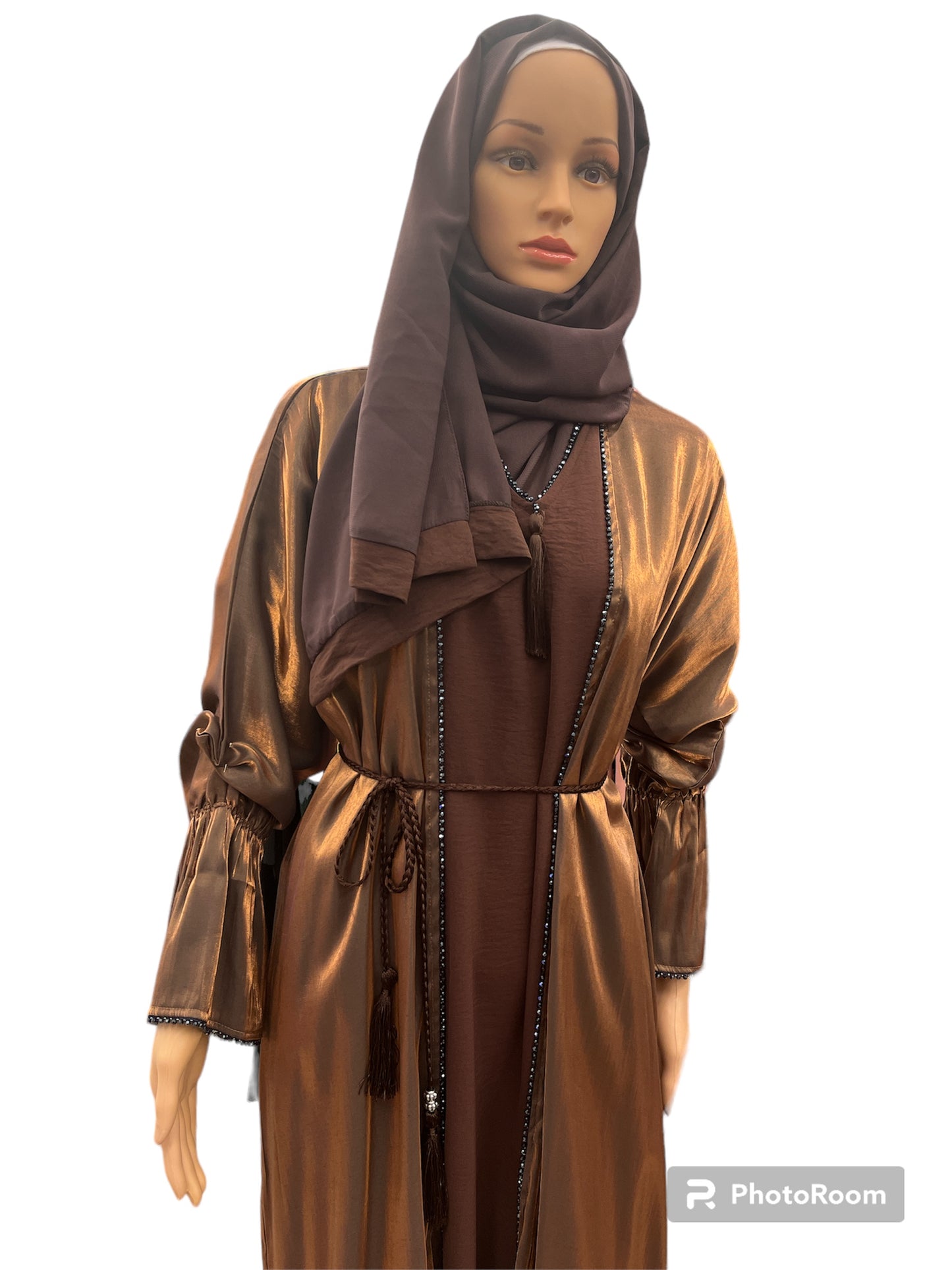 Elevate Your Elegance: Two-Piece Beaded Abaya Set