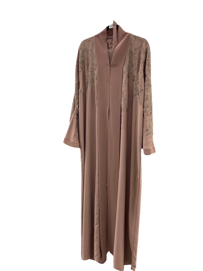 Stylish Soft Fabric Open Dubai Abaya with Matching Scarf & Belt