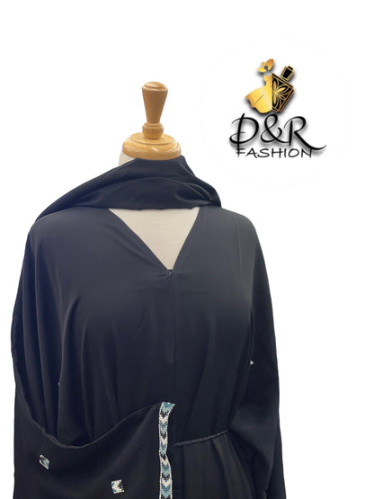 A luxurious open abaya from Dubai, embroidered with beads