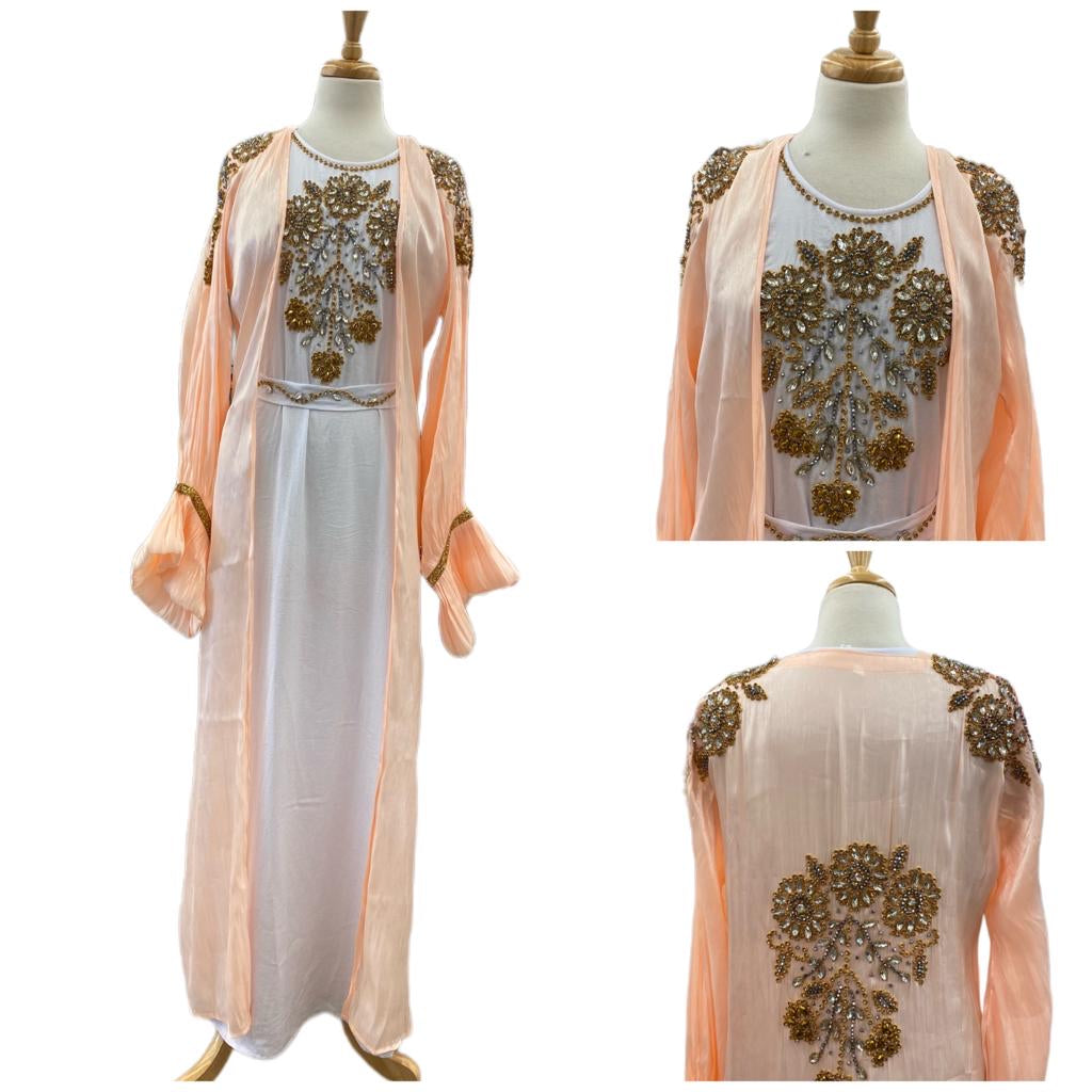 Abaya-Elegant two-piece Dubai abaya embroidered on the front and back