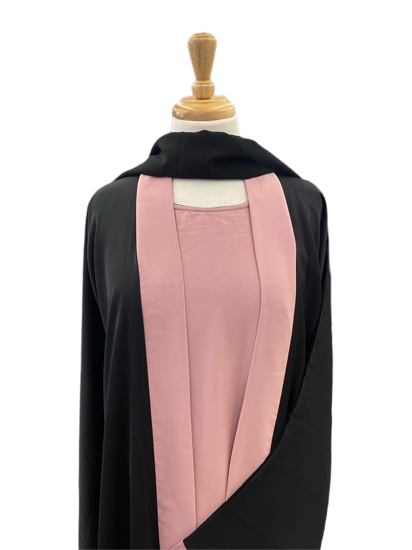 Elegant Two-Tone Dubai Abaya with Black Scarf - High Quality Fabric