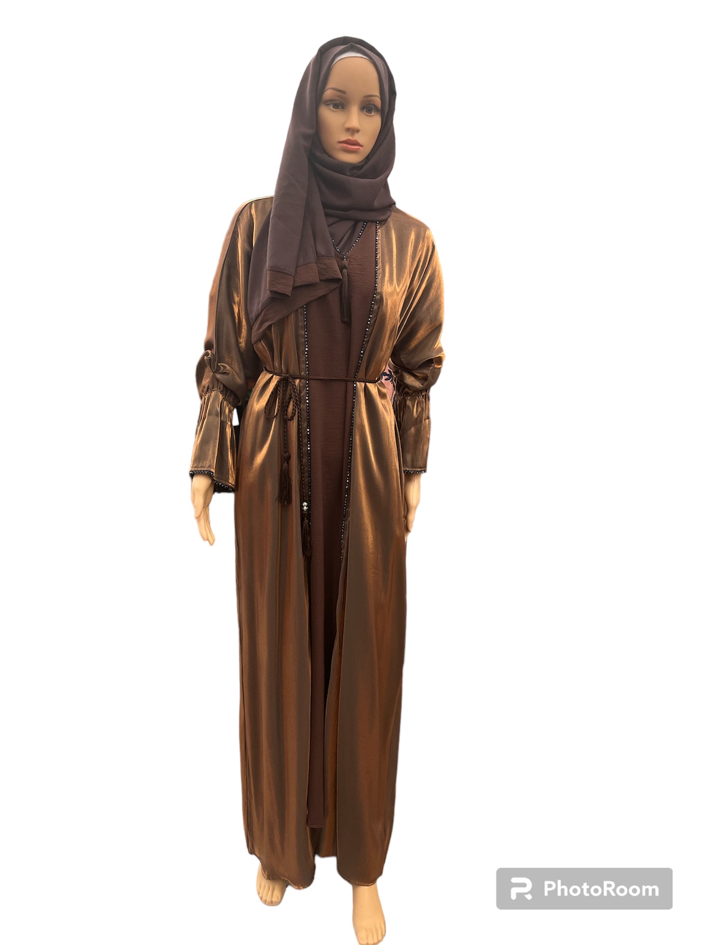 Elevate Your Elegance: Two-Piece Beaded Abaya Set