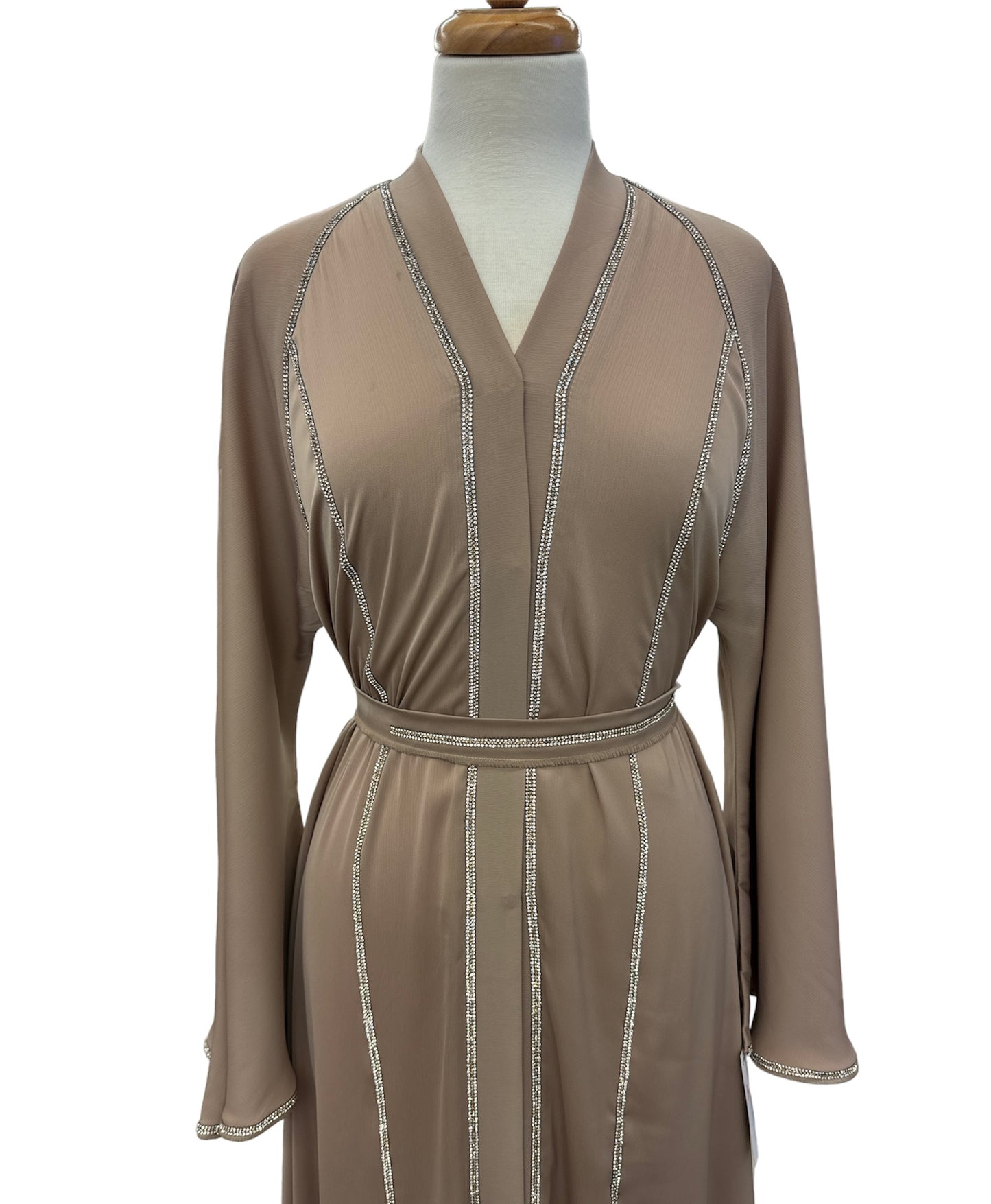 Elegant Dubai Open Abaya with Gold & Silver Design | Luxe Fabric