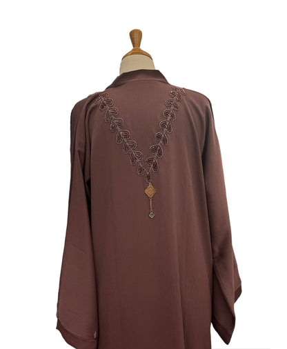 Bead Embroidered, Premium Fabric Open Abaya from Dubai