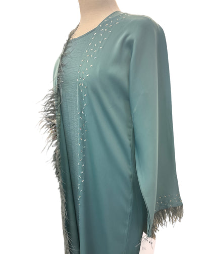 Luxury Dubai Abaya with Feathers & Gems | Soft, High-Quality Fabric