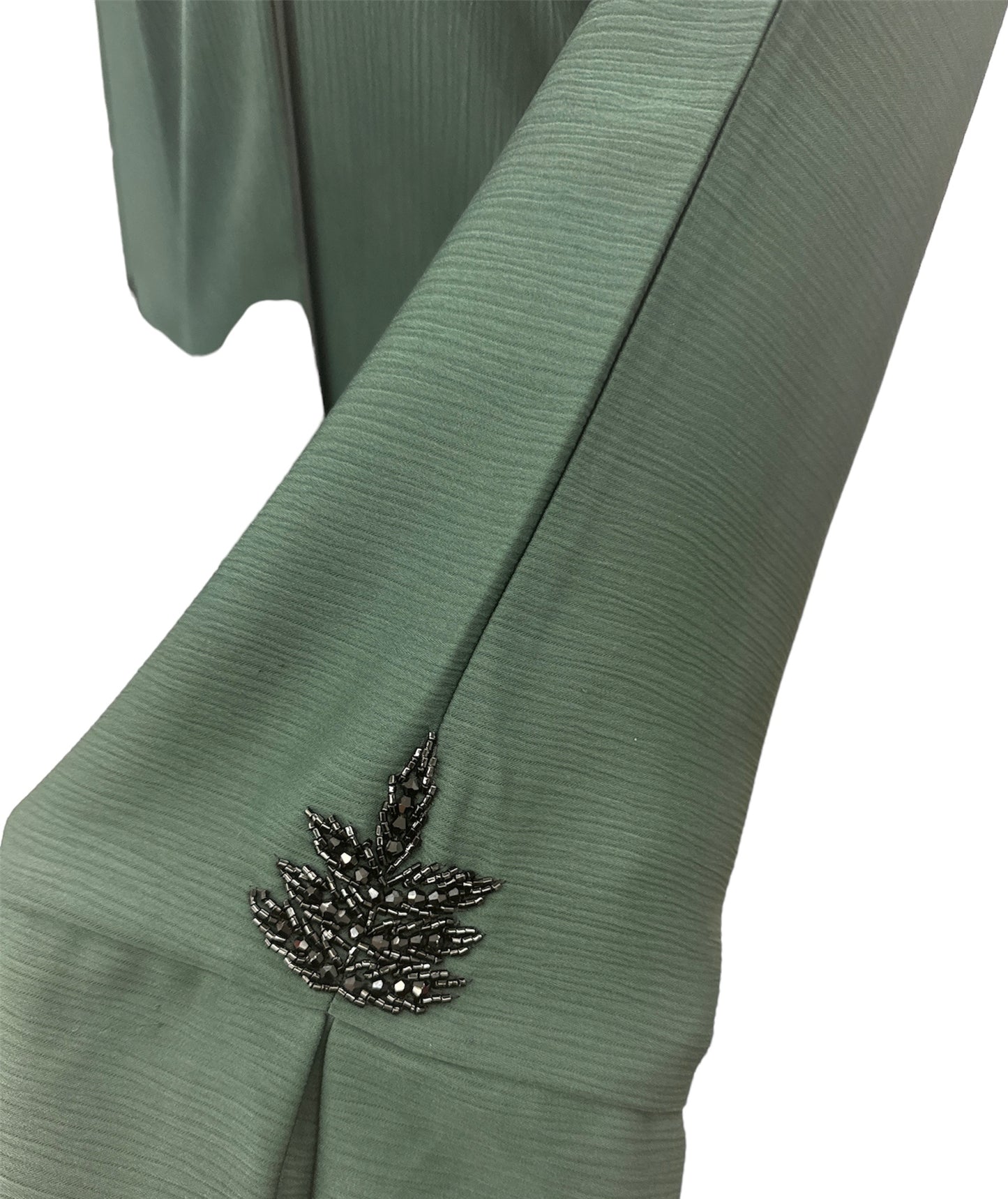 Closed Green Abaya from Dubai with black simple embroidery