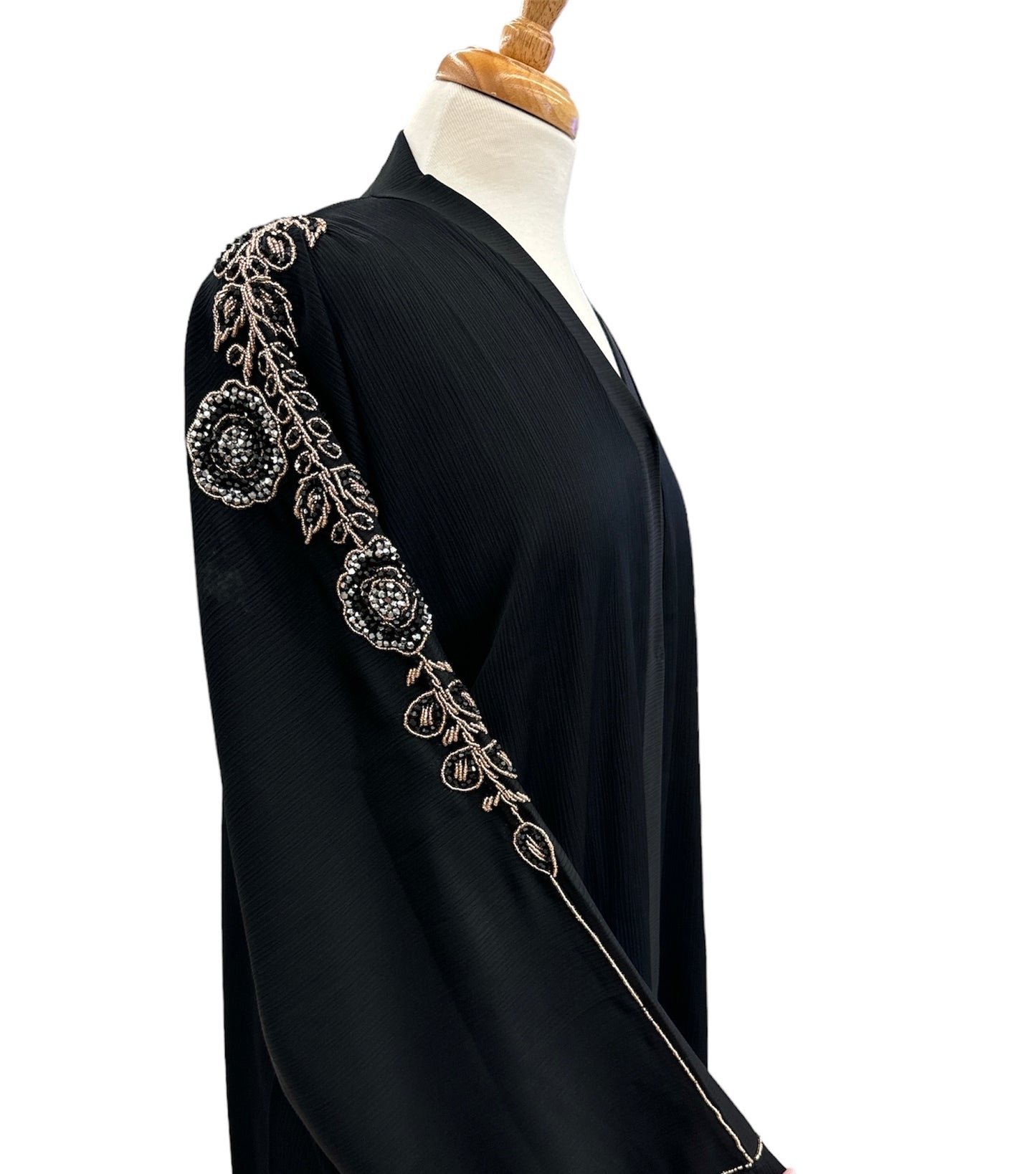 Open Style Abaya from Dubai, with hand embroidery on sleeves & Back