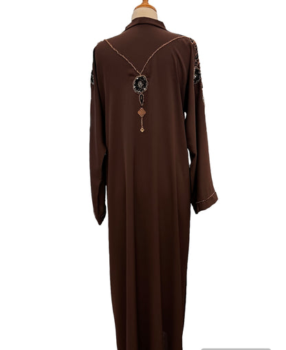 Open Style Abaya from Dubai, with hand embroidery on sleeves & Back