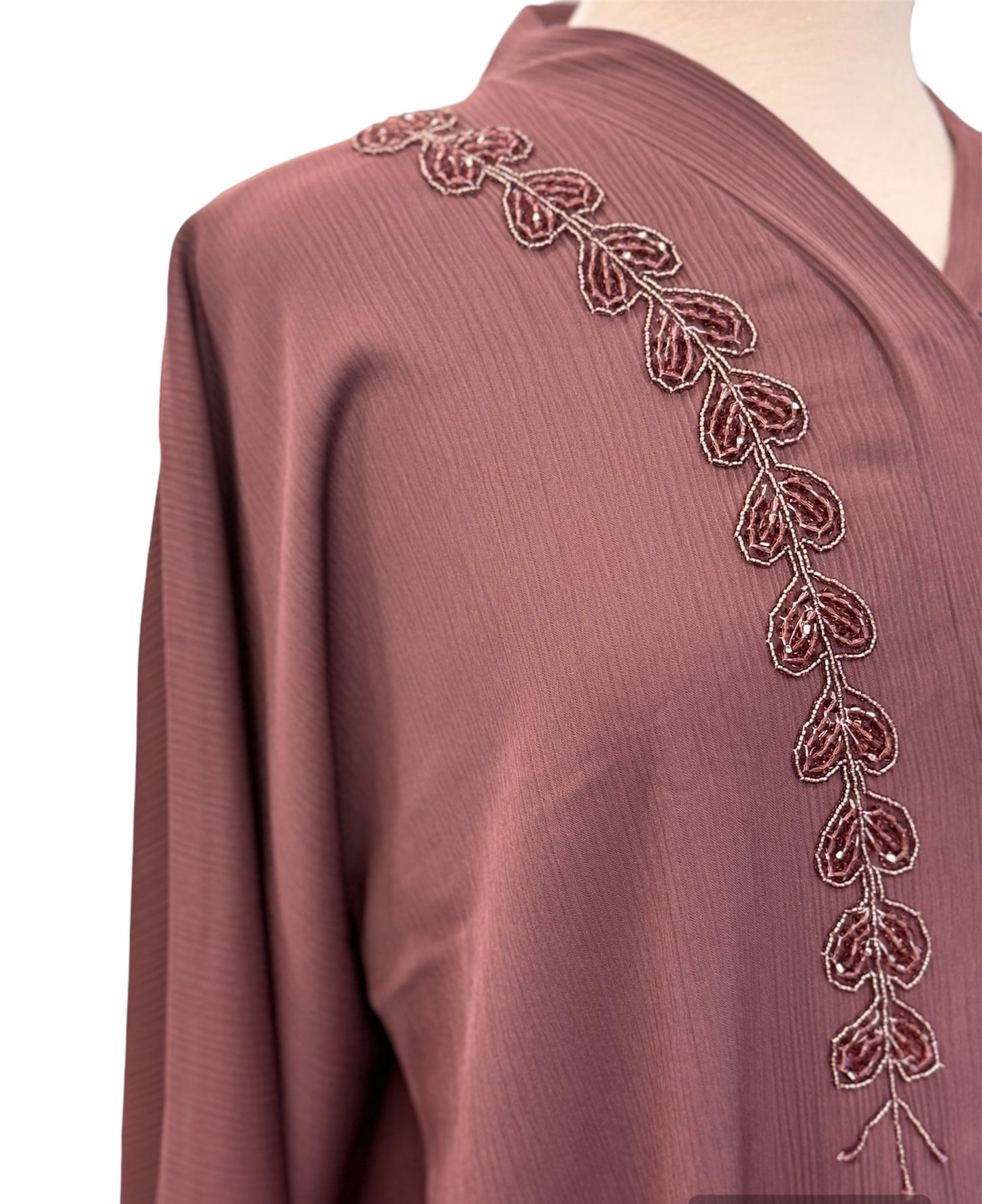 Bead Embroidered, Premium Fabric Open Abaya from Dubai