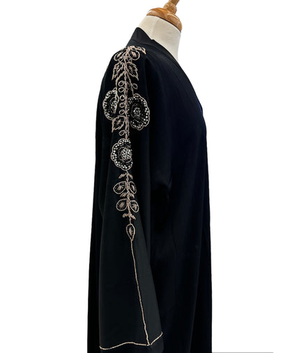 Open Style Abaya from Dubai, with hand embroidery on sleeves & Back