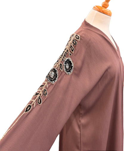 Open Style Abaya from Dubai, with hand embroidery on sleeves & Back