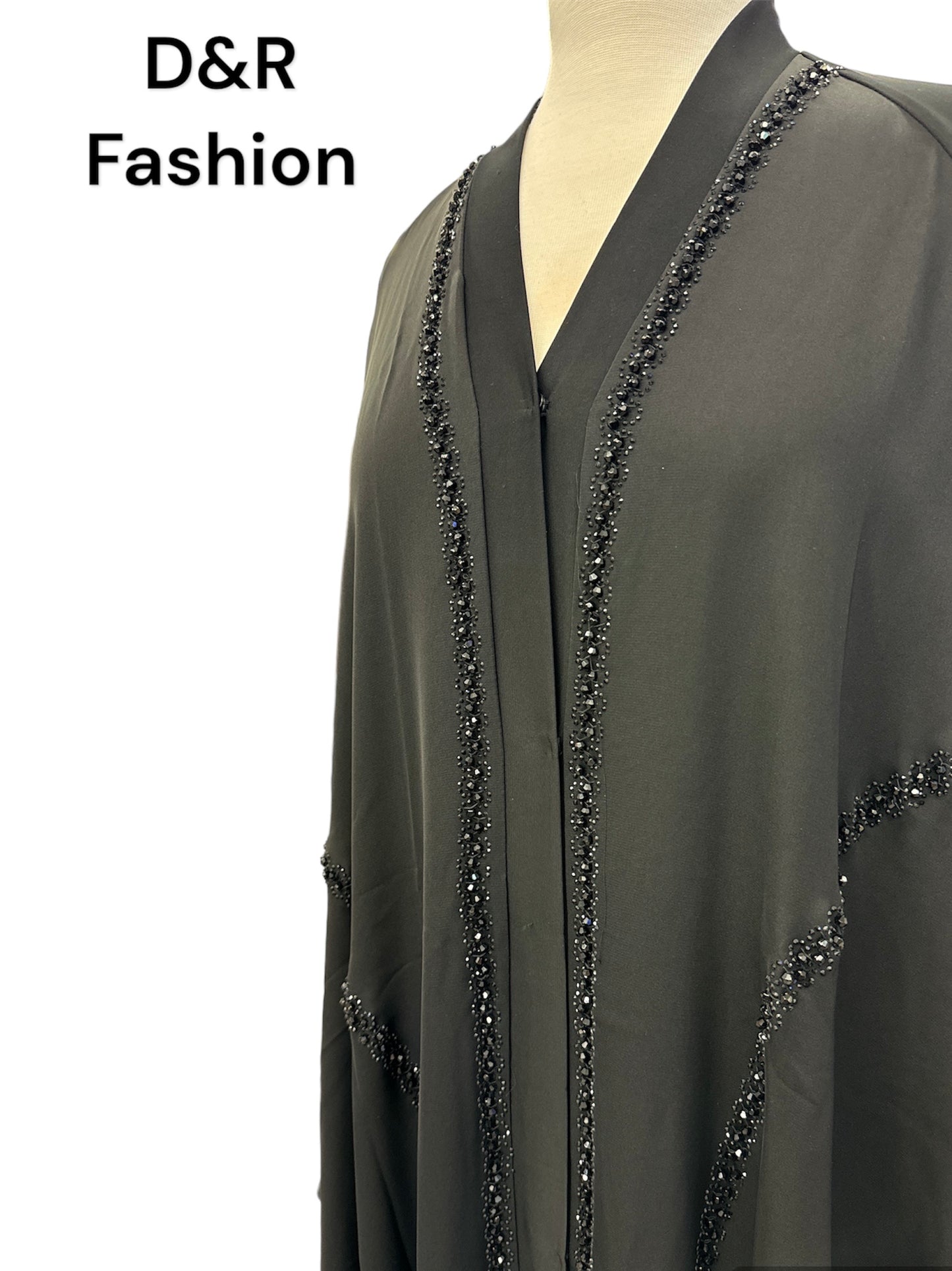 Abaya-Open  flowy silky fabric  from Dubai, with hand embroidery