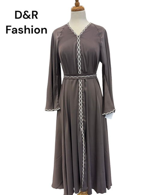 Elegant Open Abaya from Dubai | Silky Flowing Design & Accessories