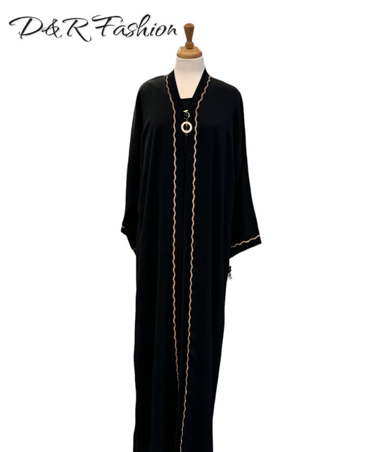 Special Golden Design Abaya From Dubai with Soft Fabric