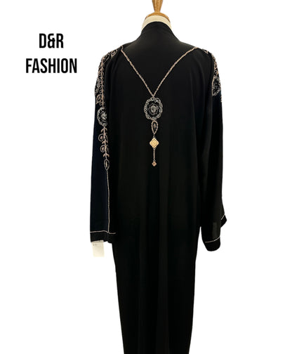 Open Style Abaya from Dubai, with hand embroidery on sleeves & Back