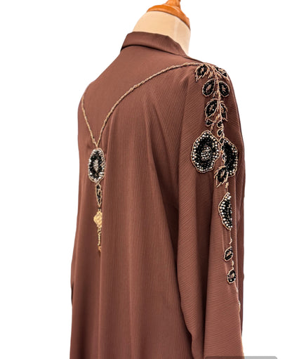 Open Style Abaya from Dubai, with hand embroidery on sleeves & Back