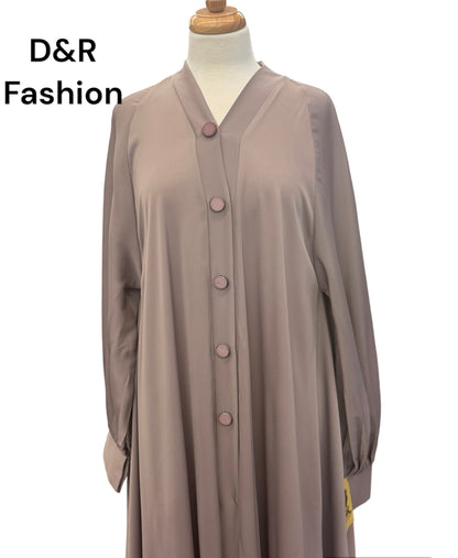 Elegant, flowy, open abaya in nude color from Dubai