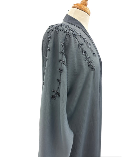 Open Dubai Abaya with hand embroidery on back and sleeves