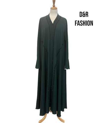 Abaya-Open  flowy silky fabric  from Dubai, with hand embroidery