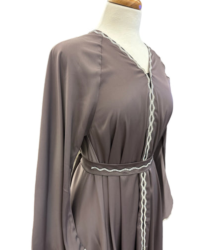 Elegant Open Abaya from Dubai | Silky Flowing Design & Accessories