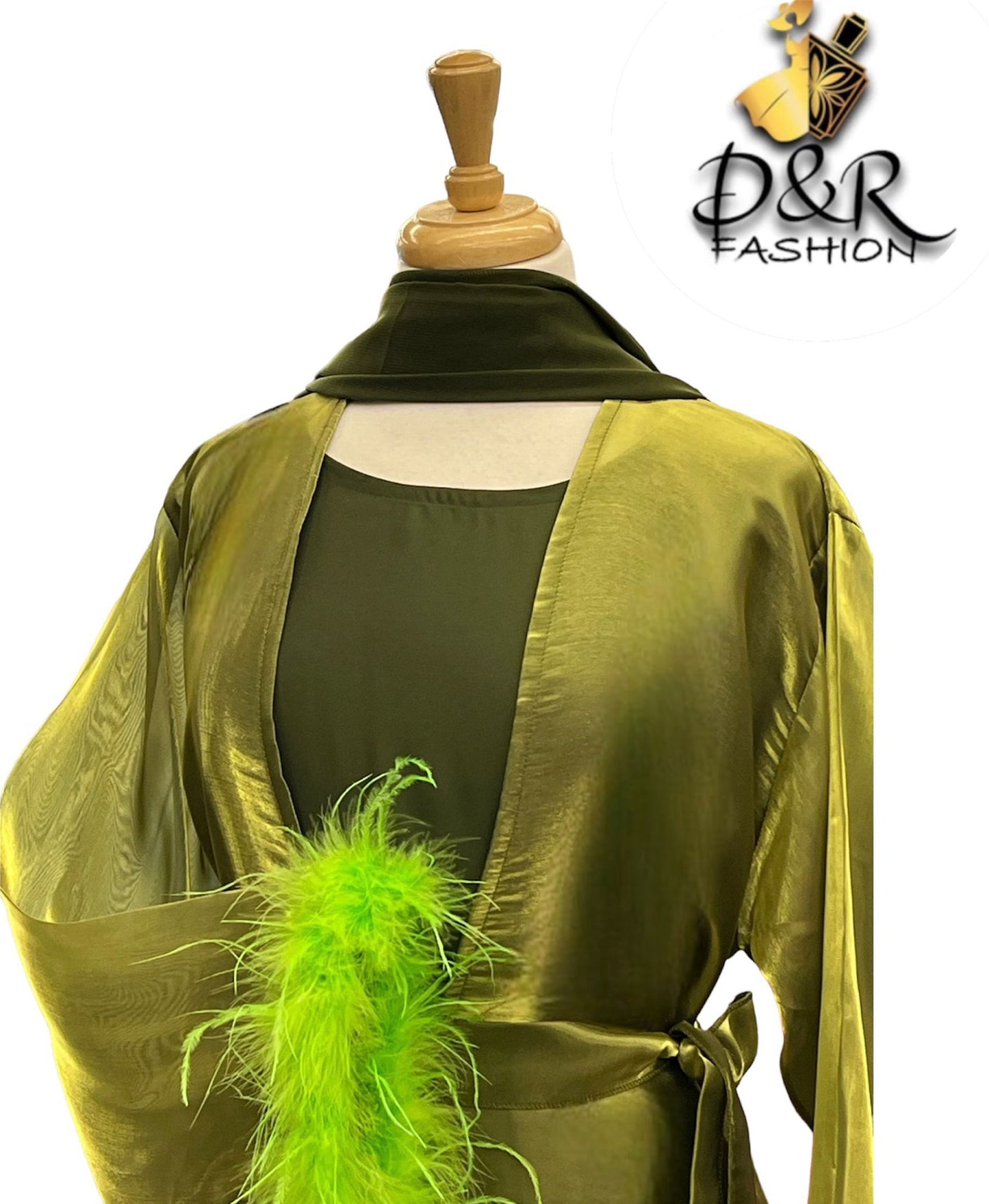 Abaya Party Long Feather Sleeves Abaya with Scarf