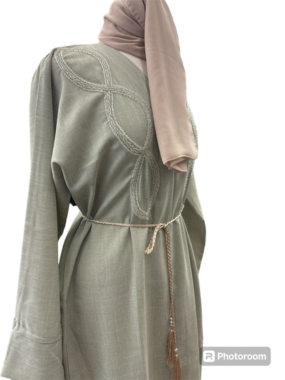 Abaya-Heather gray open abaya from Dubai