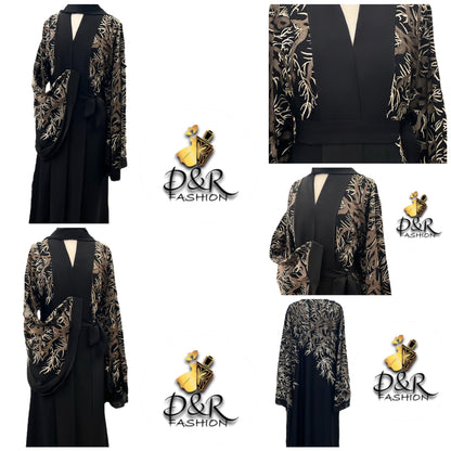 Elegant Front Open Dubai Abaya – Soft Fabric, Sleeve & Back Design