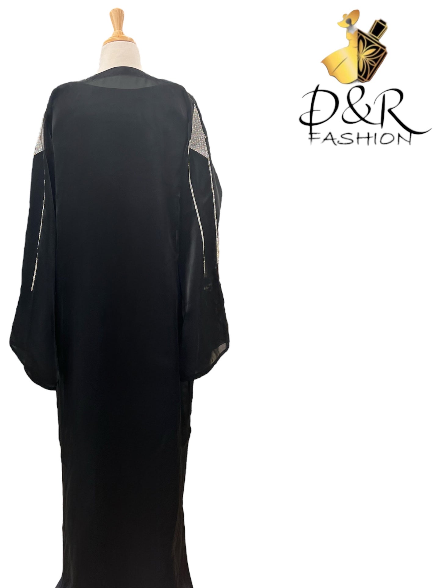 High-Quality Sheer Fabric with Silver Design Special Dubai Abaya Set