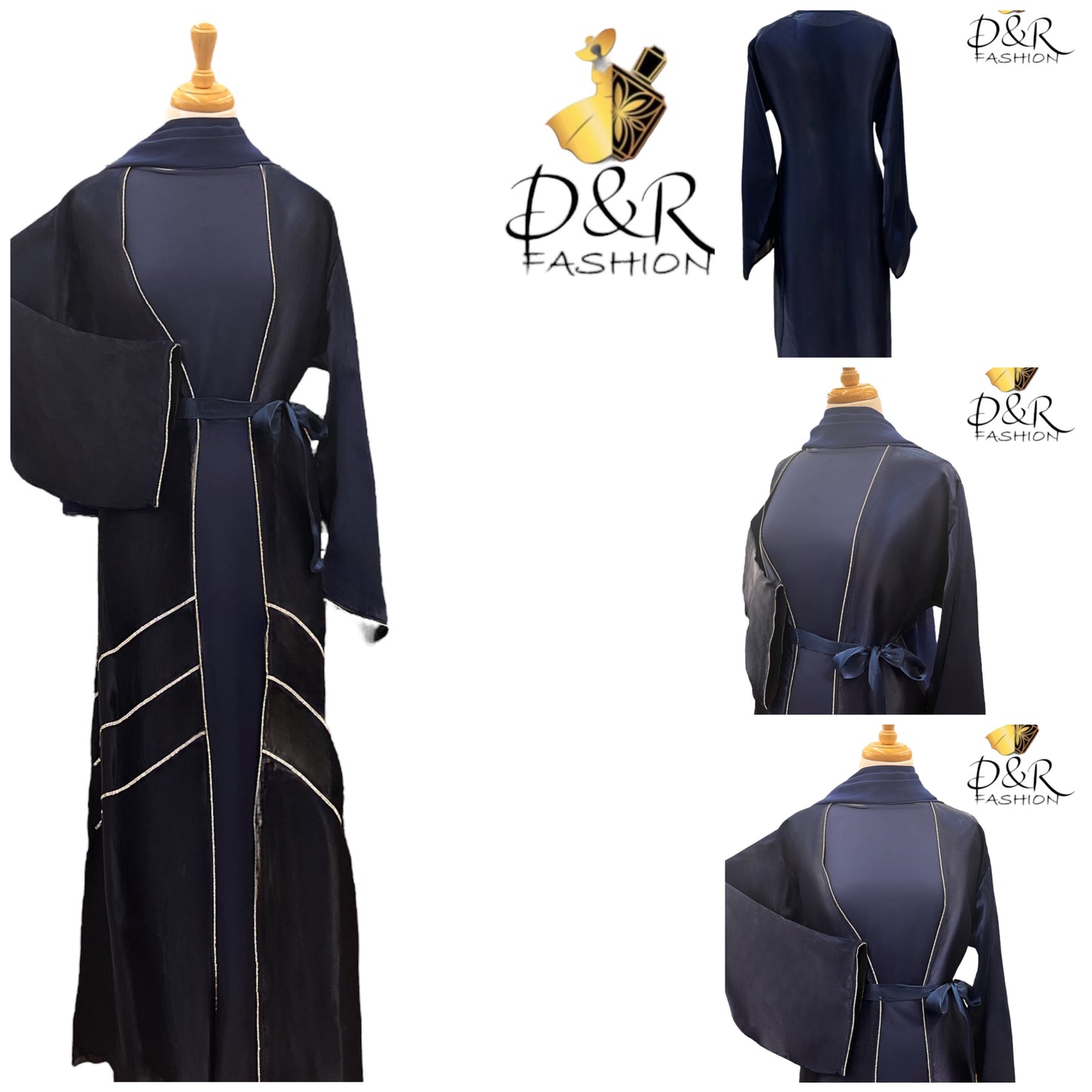 Silver Design Dubai Abaya Set with Sheer Fabric