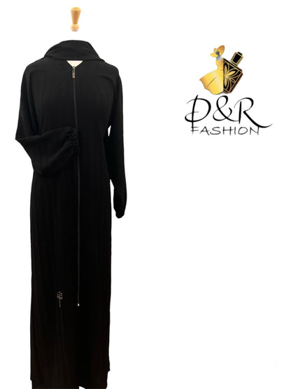 Abaya-Open simple Abaya From Dubai with Black Scarf and zipper