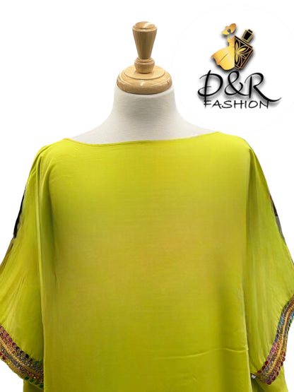 Elegant Summery Jalabiya with Butterfly Sleeves - 4 Vibrant Colors