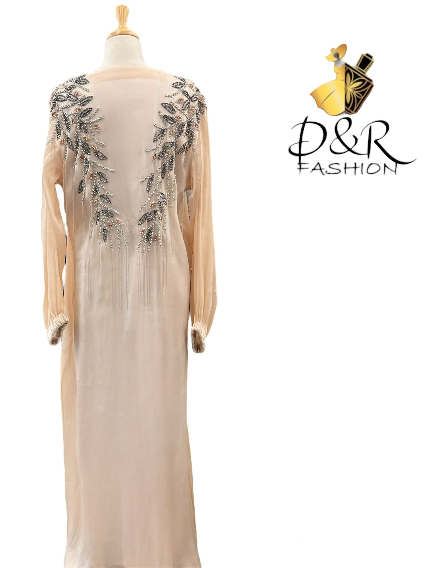 Abaya-Dubai Abaya with front and back design 2 Piece Set