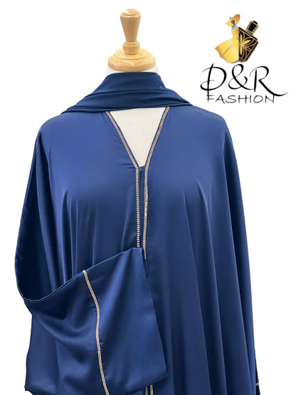 Discover our exquisite Open Abaya from Dubai with stunning golden ribbon