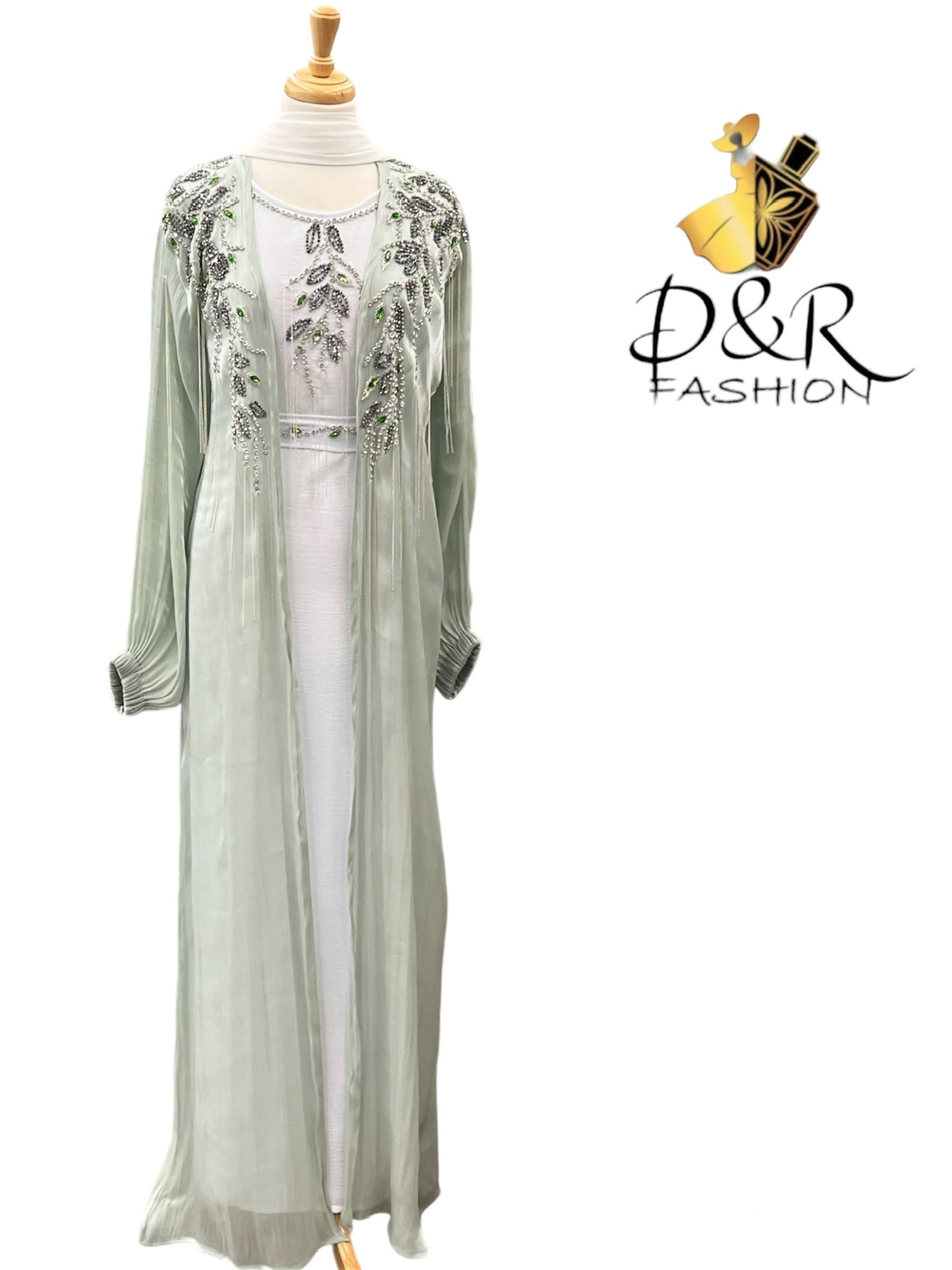 Sheer Fabric Dubai Abaya 2 Piece Set