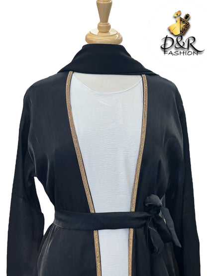 Elegance Redefined: Two-Piece Dubai Abaya with Golden Accents