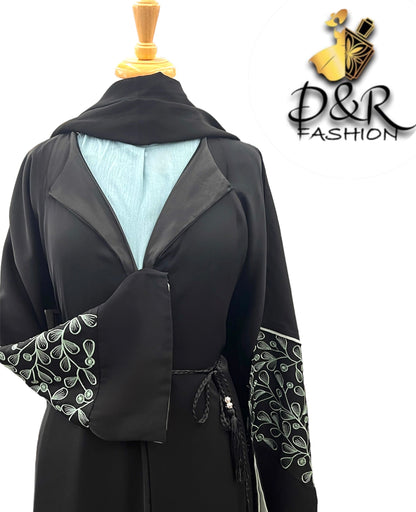 Dual Color Dubai Two-Piece Abaya –  Soft Fabric & Stylish Sleeves