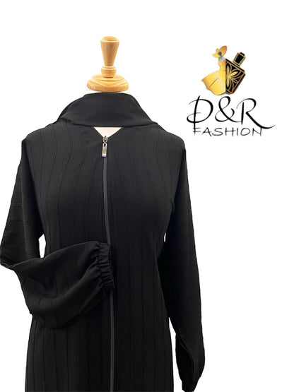 Abaya-Open simple Abaya From Dubai with Black Scarf and zipper