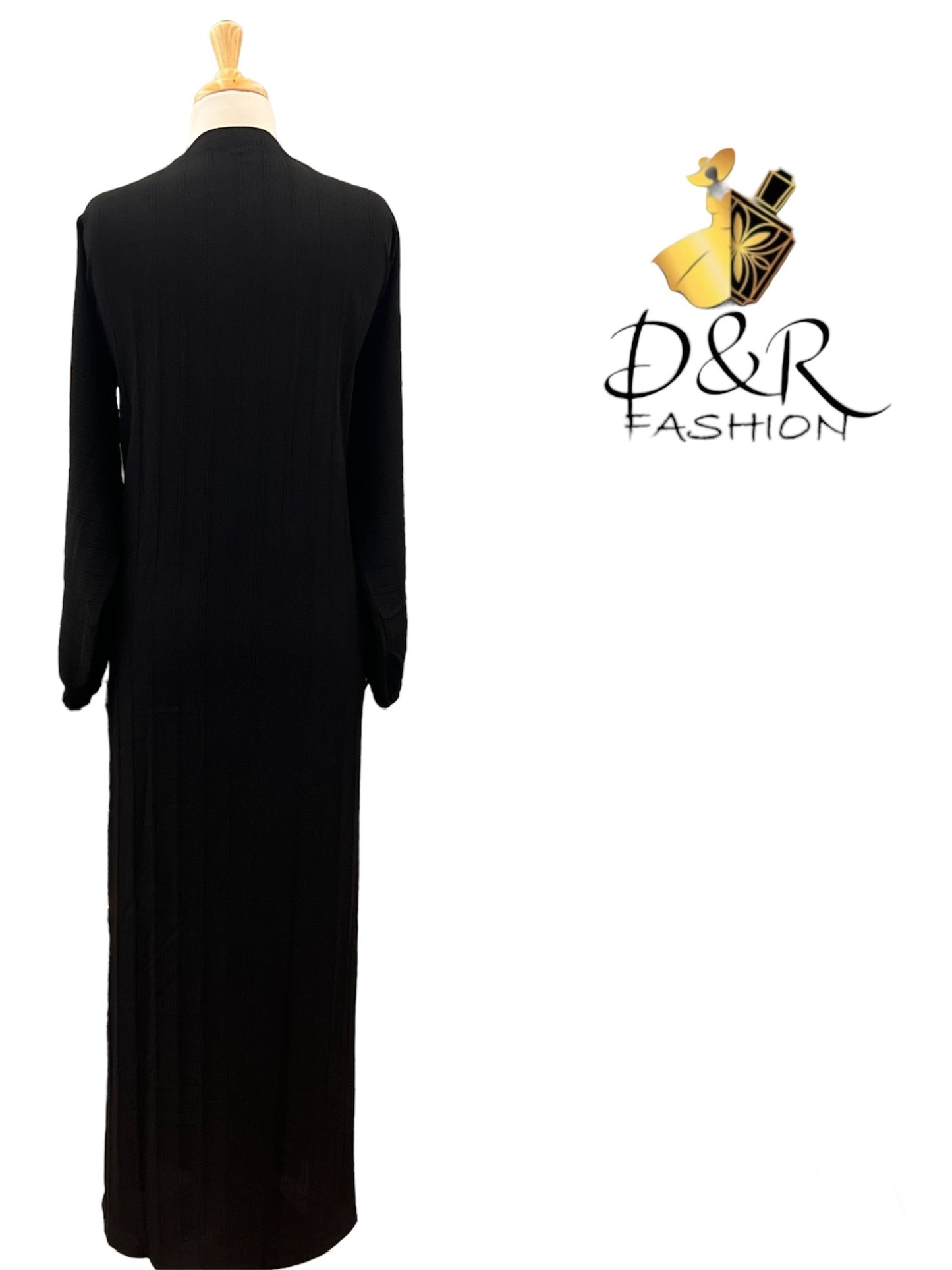 Abaya-Open simple Abaya From Dubai with Black Scarf and zipper